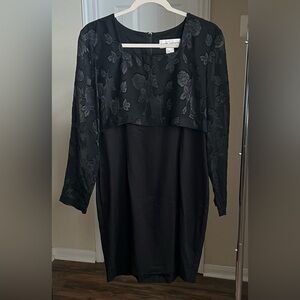 Sarah Richards Petites Black Long Sleeve Dress